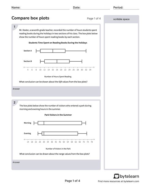 comparing box plot distributions|comparing box plots worksheet pdf.